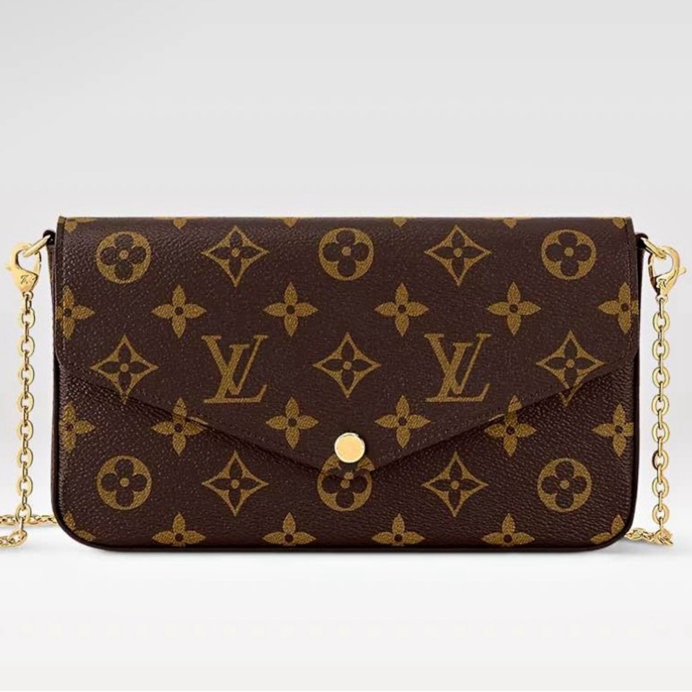 Louis Vuitton Gold and Brown Monogram Clutch